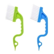 2Pieces Groove Gap Cleaning Brush Hand-held Shower Door Gap Cleaner for Home Keyboard Laptop Multifunction Corner Cleanings Tool, Blue and Green