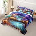 thumbnail image 3 of Erosebridal Spooky Magic Grimoire Twin Quilt Set, Halloween Glowing Bottles Twin Coverlet Set for Boys Girls, Cyan Purple Gold, 2 Pieces 1 Bedspread and 1 Pillowcase, 3 of 7