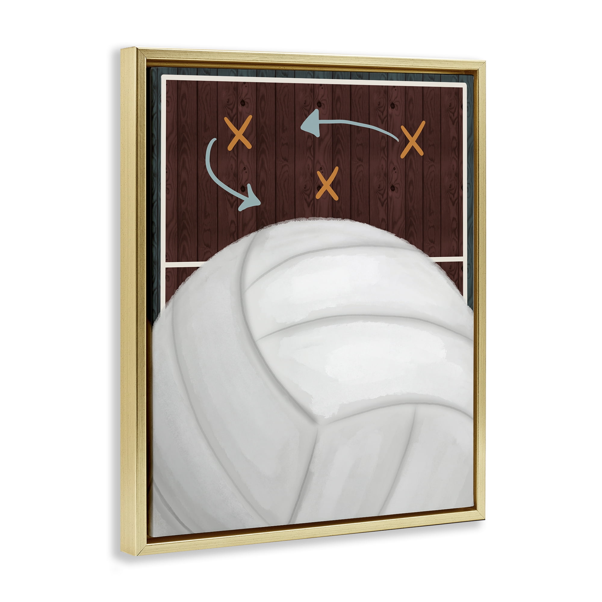 Stupell Industries Volleyball Court Tactics Gold Framed Floater Canvas Wall Art, design by Jennifer Stith