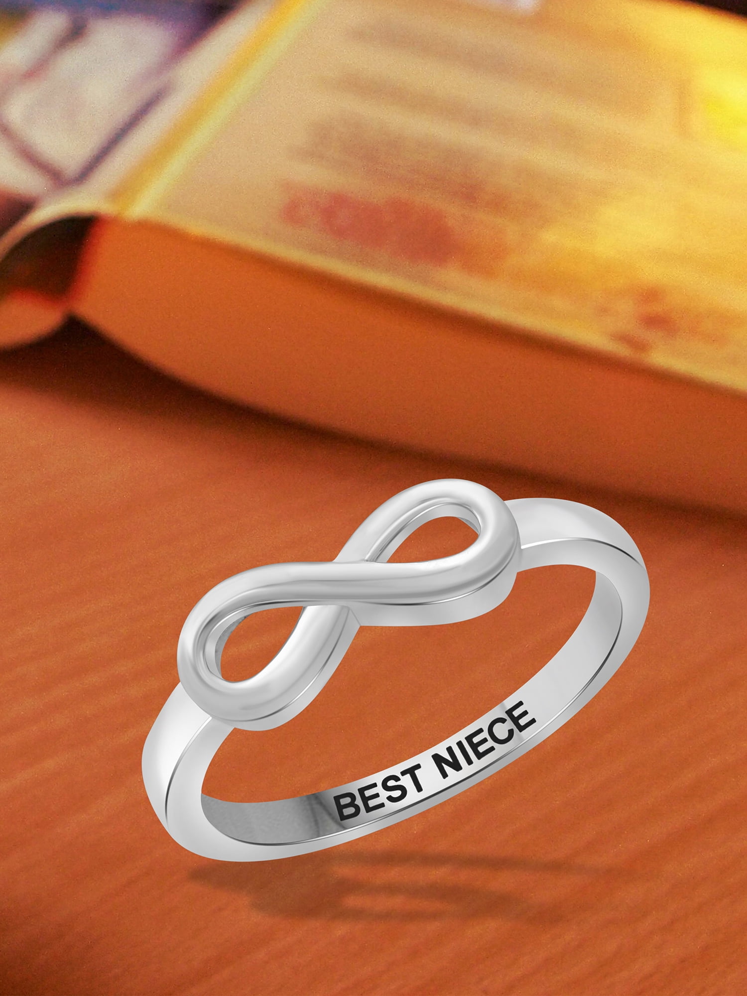 JewelersClub 0.925 Sterling Silver Infinity Friendship Ring for Women | Personalized Best Niece Eternity Knot Symbol Band
