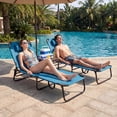 thumbnail image 4 of Costway Beach Chaise Lounge Chair with Face Hole Pillows & 4-Position Adjustable Backrest Blue, 4 of 9
