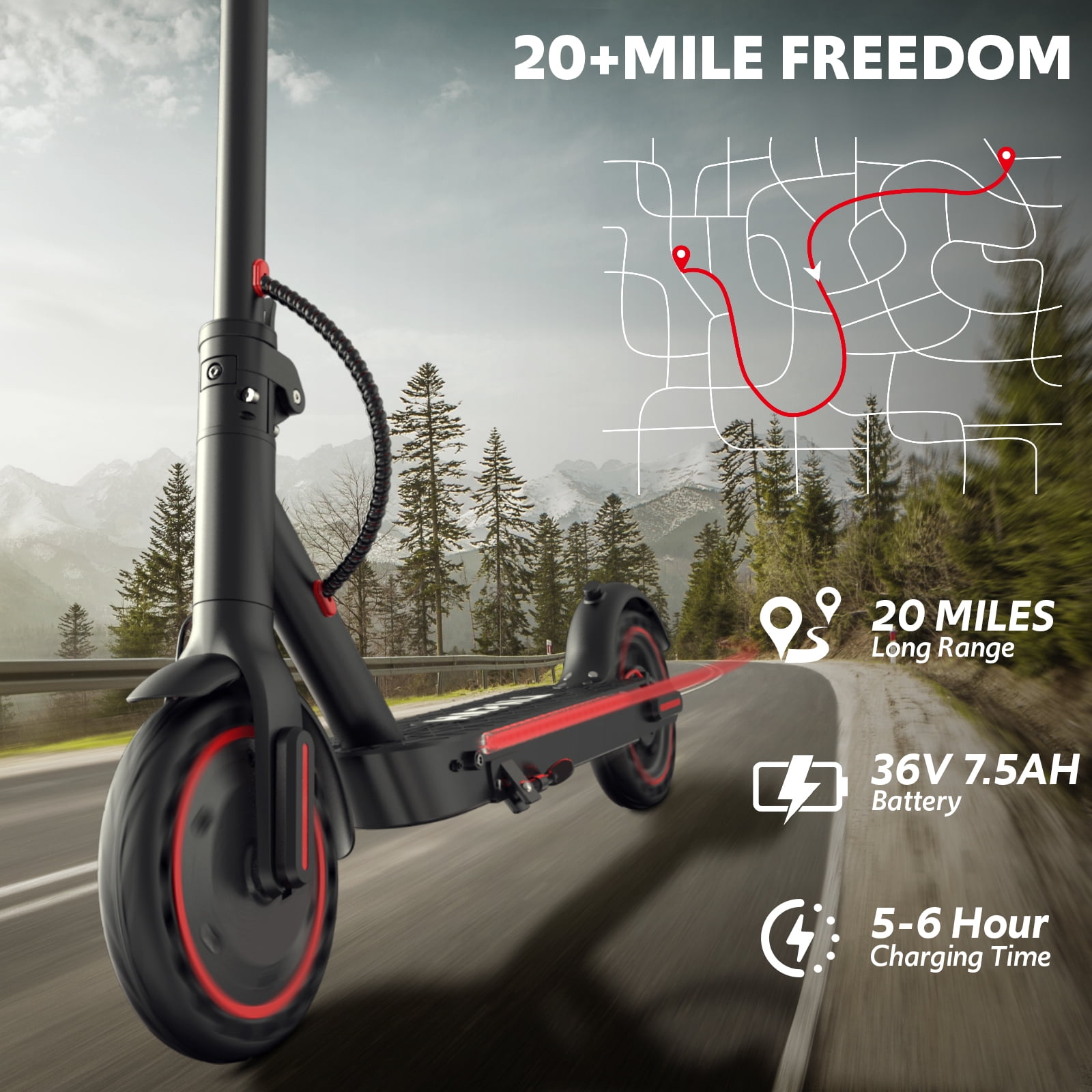 Electric Scooters for Adults, Folding E-Scooter Built-in Side Lights, 550W Motor