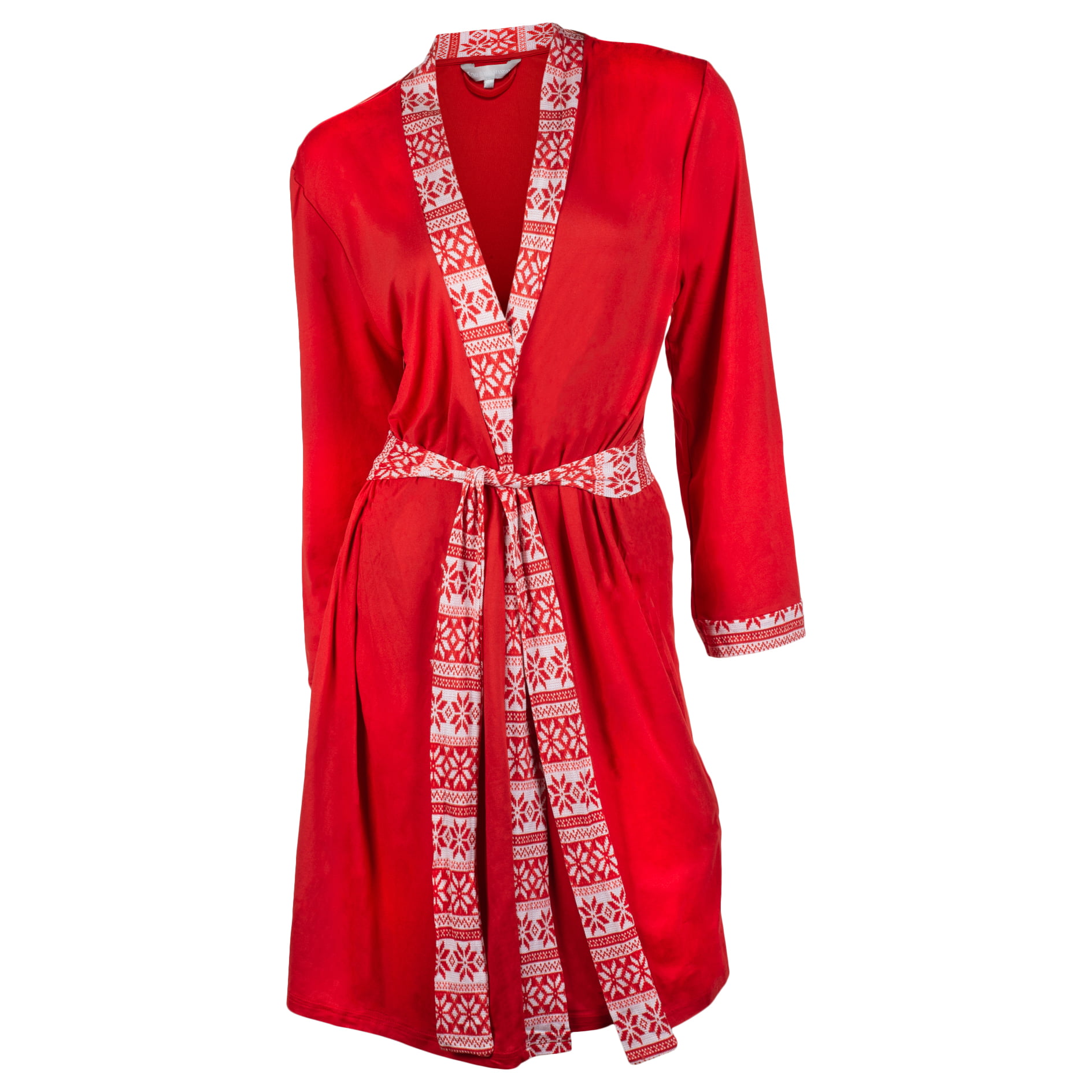 Red White Snowflake Classic Polyester Fashion Robe Size Large/X-Large ...
