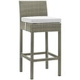 thumbnail image 3 of Modway Conduit Outdoor Wicker Rattan Bar Stools - Set of 2, Light Gray/White, 3 of 5