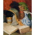 thumbnail image 2 of Ferdinand Beer 12x14 Gold Ornate Wood Frame and Double Matted Museum Art Print Titled - Still Life with Folients and Helmet (1837), 2 of 4