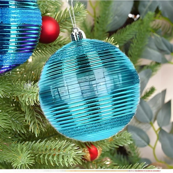 4pcs 4in Striped Christmas Ball Set - Colorful Shiny Christmas Tree Ornaments for Holiday Decoration - Vibrant Xmas Hanging Baubles in Pink, Purple, Green, and Blue
