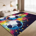 thumbnail image 1 of Sports Theme Area Rugs, Colorful Football Graffiti Carpet, Washable Non Slip Low Pile Soft Rug for Living Room Bedroom Entry Decor Mat 5ftx7ft, 1 of 8