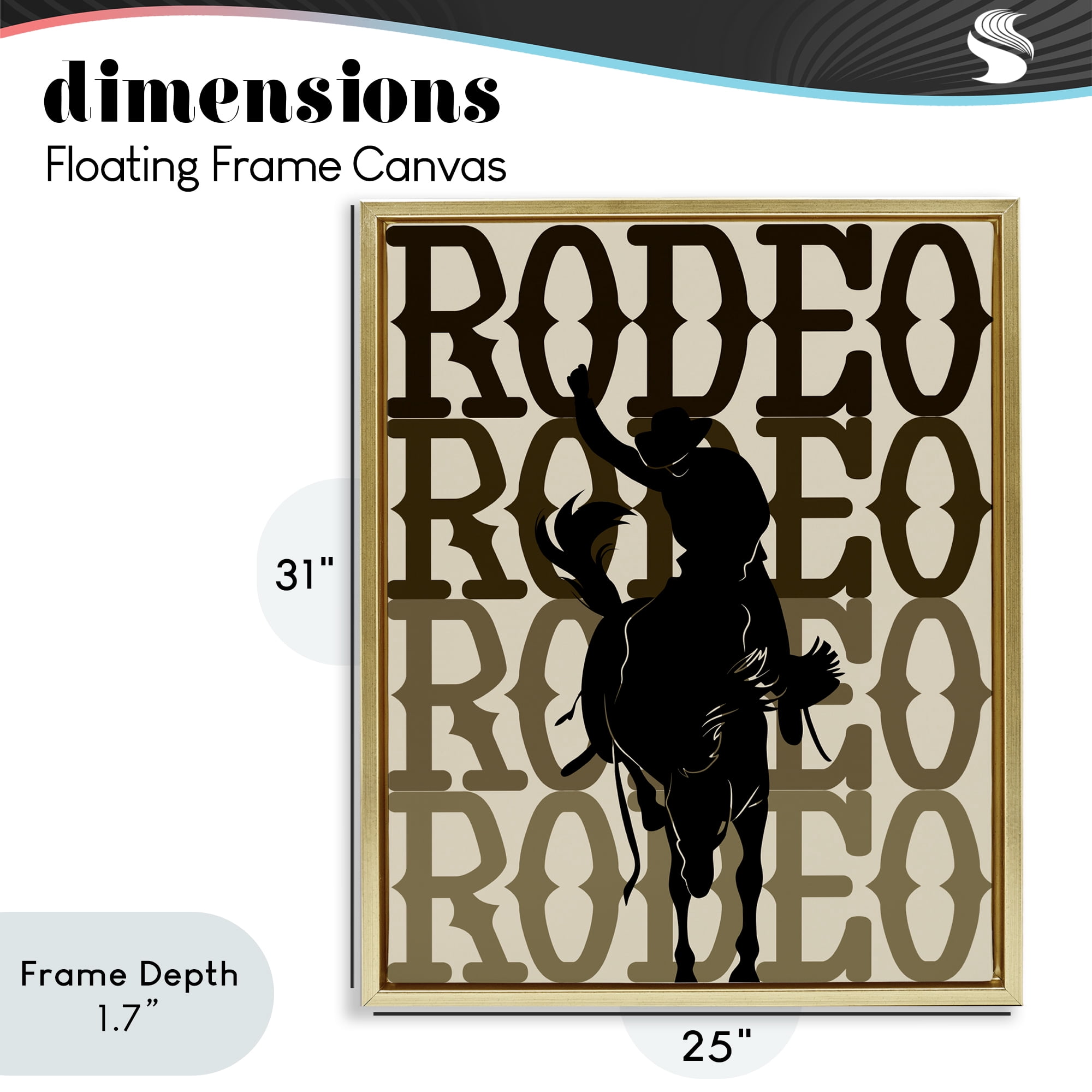 Stupell Industries Rodeo Gradient Cowboy Gold Framed Floater Canvas Wall Art, design by CAD Designs