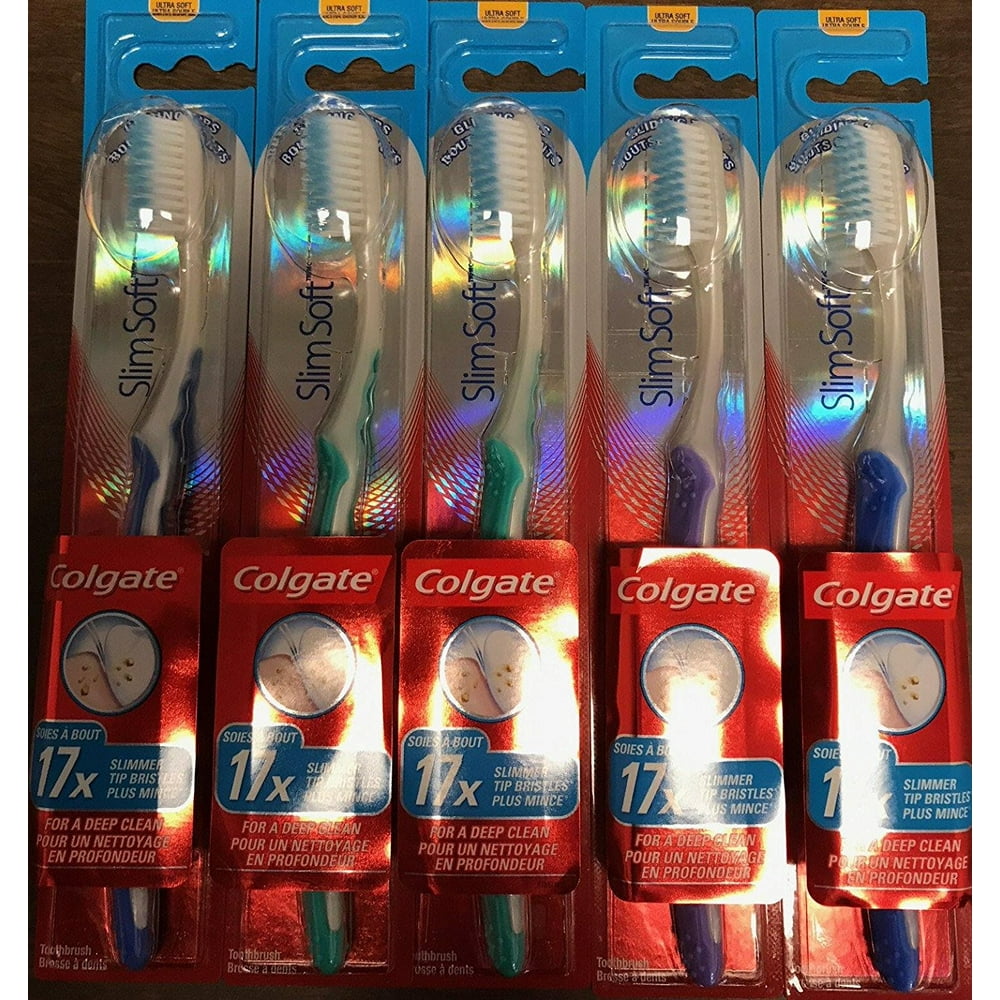 SlimSoft Compact Ultra Soft Bristles Toothbrush 5pcs, Colgate Slim Soft