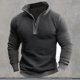 thumbnail image 1 of Blusa y camisa de manga larga con cuello alto para hombre, estilo casual, de color liso, con cremallera, manga larga, cuello alto y capucha, de poliéster., 1 of 3
