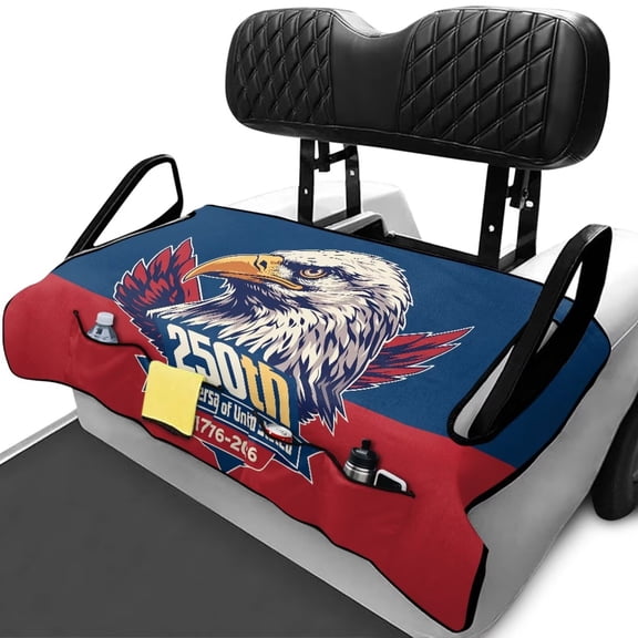 Yuyamidu Eagle Golf Cart Seat Covers with Pockets 250th USA Flag Golf Cart Seat Towel Covers for Club Car Seat Towel Blanket Fits Two-Person Golf Cart Seats, Universal Fit