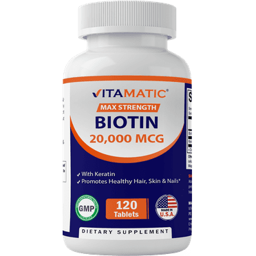 Vitamatic Biotin 20,000 mcg (20 mg) with Keratin 120 Tablets