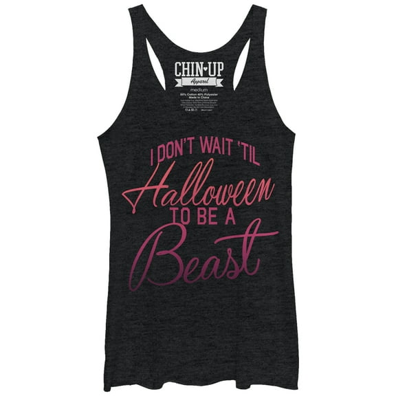 Women's CHIN UP Halloween Beast  Racerback Tank Top Black Heather X Large