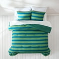thumbnail image 3 of Lush Decor Gale Cabana Stripe? Reversible Comforter 3 Piece Set Full/ Queen Blue & Sage - Striped Bedding Set - Green Comforter - Modern Coastal Decor, 3 of 11