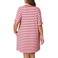 thumbnail image 3 of Daystry Women's Plus Size Striped Fashion V Neck Loose Short Sleeve T Shirt Dress with Pocket for Women, 3 of 13