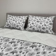 thumbnail image 2 of Floral Comforter & Sham Bedding Set, Print of Repetitive Charcoal Look Flowers Sketch on Plain Background, 3 pcs Duvet Set Microfiber Filling Quilt, 5 Sizes, Charcoal Grey and White, by Ambesonne, 2 of 4