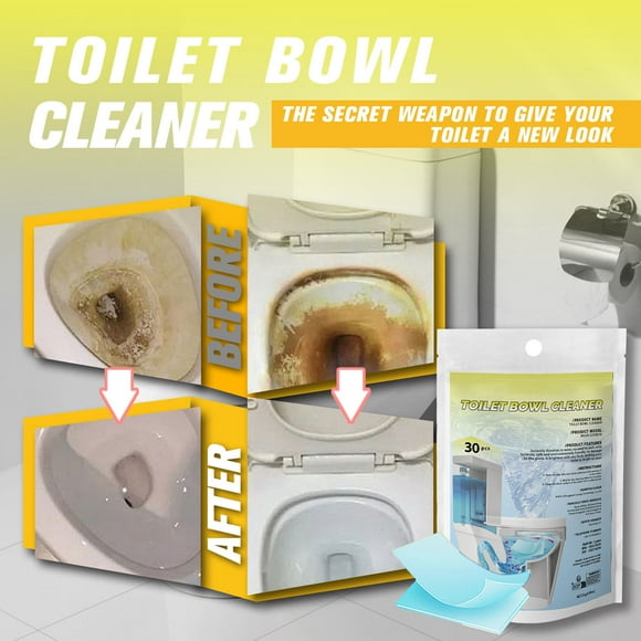 Toilet Cleaning Tablets for Deodorizing and Removing Urine Stains, Bleach Cleaner Tablets with Slow-Release Technology, Automatic Bowl Cleaner, Fresh Scent, 30 Tablets