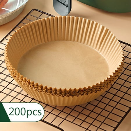 

50PCS Round Baking Paper for Hot Air Fryer Non-Stick Oilproof Disposable Paper 200pcs Brown