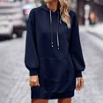 thumbnail image 1 of Qiopertar Chandails à Capuchon pour Femmes avec Poche Couleur Unie Printemps Manches Longues Robe Décontractée en Solde à Moins de 5$ en Solde, 1 of 5