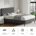 thumbnail image 5 of 4 EVER WINNER Full Size Bed Frame, Upholstered Platform Bed with Headboard, Button Tufted Headboard, Gray, 5 of 8