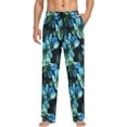 thumbnail image 4 of FREEAMG Blue Flowers Pajama Pants for Men, Men's Separate Bottoms, Comfortable Sleep Lounge Pj Pants, 4 of 7