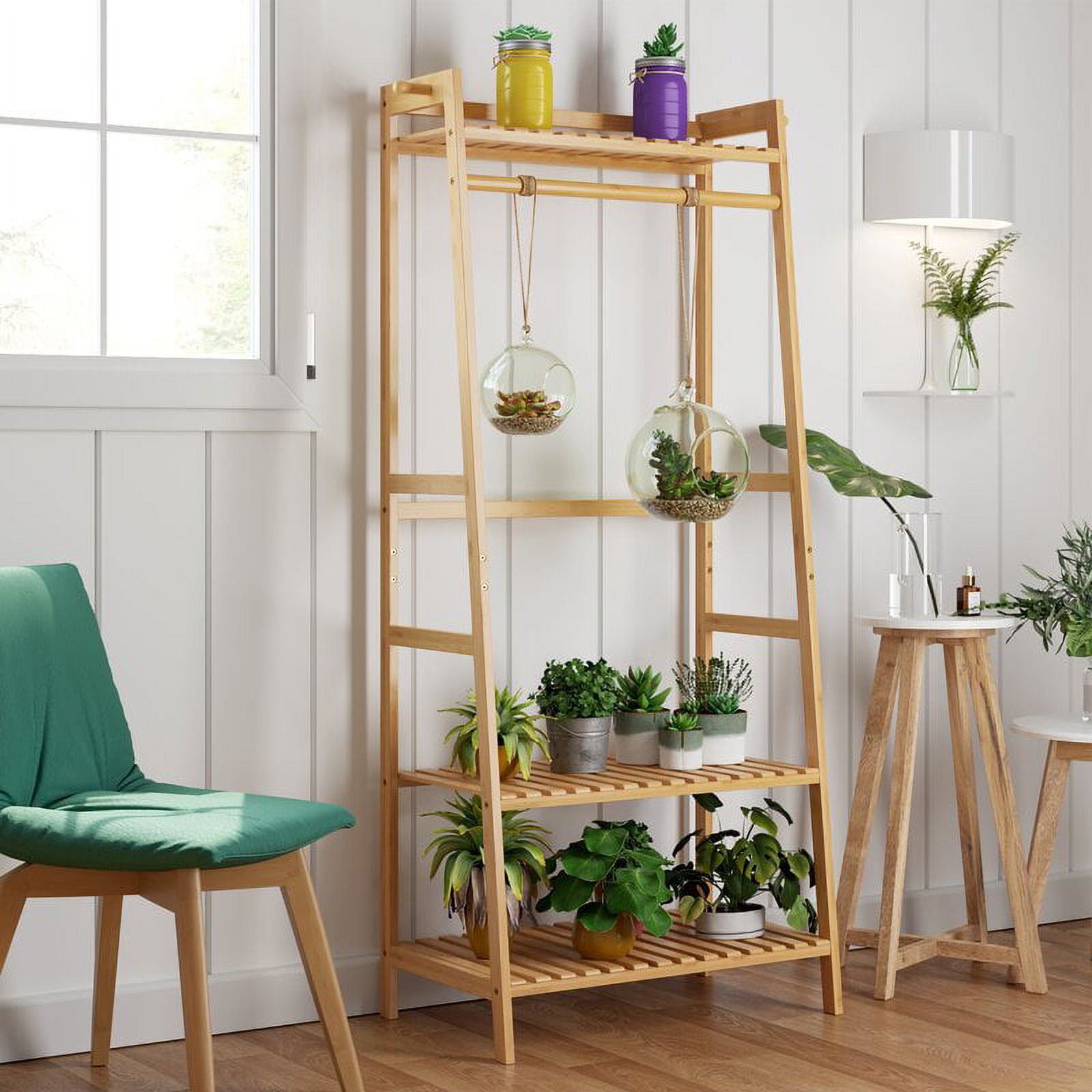Homfa Bamboo Coat Rack with Shelf Shoe Storage and Hooks in Bangladesh at BDT 12407 Rating 5