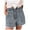 Blue, variant on IROINNID Women's Solid Loose Denim Shorts with Pokets Casual Summer Elastic Waist Fringe Jeans