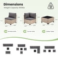 thumbnail image 4 of STARY 7 Pieces Rattan Outdoor Conversation Set, Patio Sectional Furniture Set with Glass Coffee Table, Grey, 4 of 9
