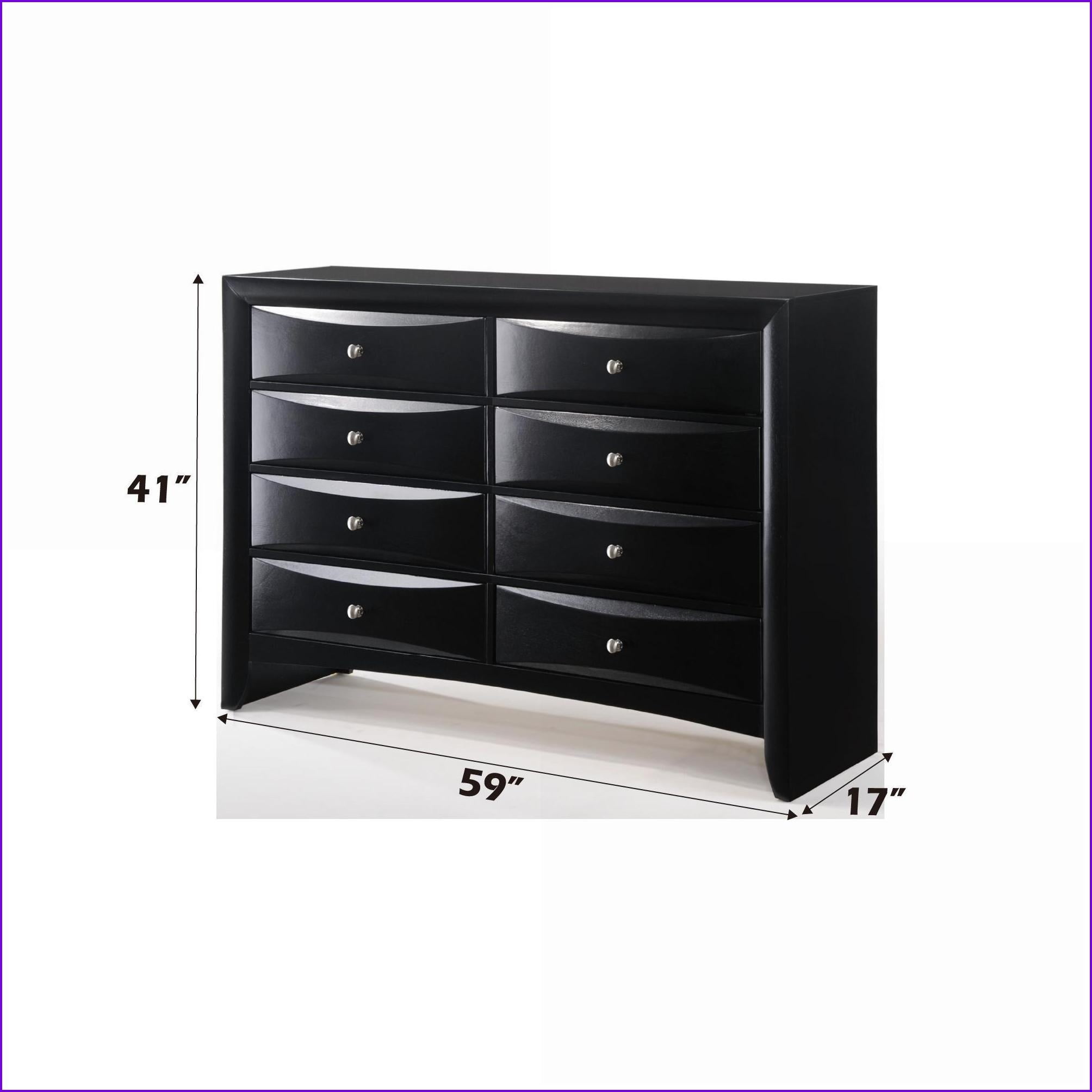 Dressers, Modern Black Finish 8-Drawer Dresser | No Assembly | Black | Synthetic Wood