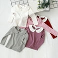thumbnail image 2 of Beautyzll Toddler Baby Girls Long Sleeve Lapel Shirt Solid Color 100% Cotton Tees Shirt Kids Super Soft Cotton T Shirts 1-8T, 2 of 9
