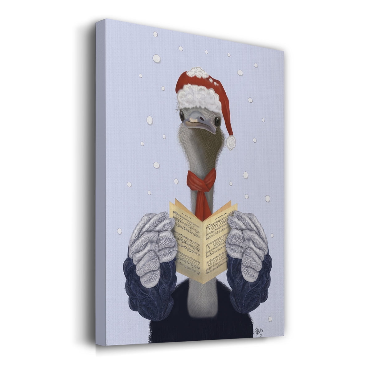 Ostrich, Carol Singing- Gallery Wrapped Canvas