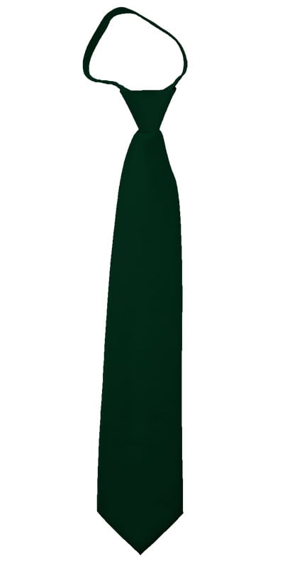 Plain "Hunter Green" Polyester Men's 2 or 3 inch Woven Pre-tied Zipper Necktie 