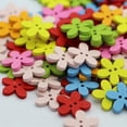 thumbnail image 5 of 100 Pieces Colorful Decorative Flower Flatback Wooden Buttons 2 Holes Sewing Craft Scrapbooking Card, 5 of 9