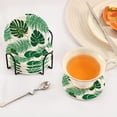 thumbnail image 5 of 6 Pcs Drink Coasters Sets with Holder Pads Cotton Cup Heat-Resistant Hot Mats for Table Protection Palm Leaves, 5 of 7