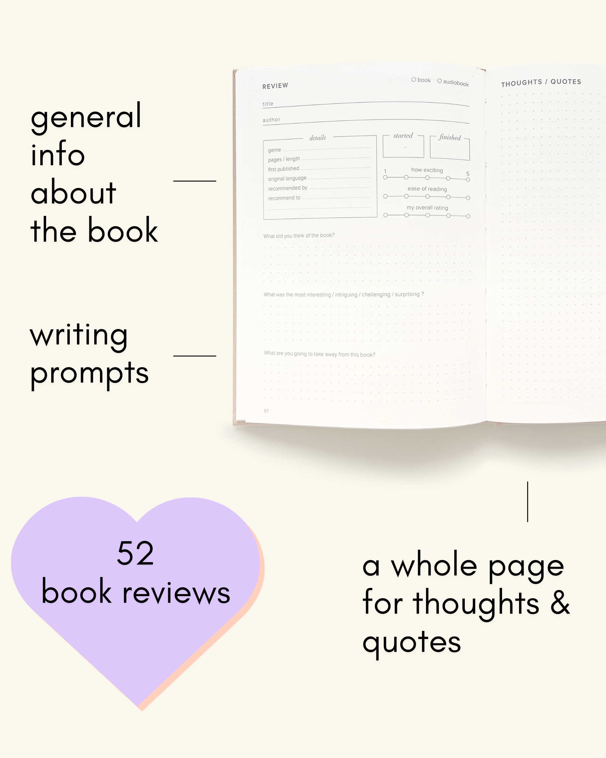 Kunitsa Co. Reading Journal. Review and Track Your Reading (Burgundy) - 52 Book Reviews