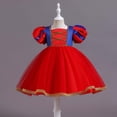 thumbnail image 2 of Penkiiy Robes pour Filles Enfants Bébés Filles d'Ge Moyen Jupe en Gaze à Sequins Contrastés Robe de Fête Cosplay Rouge Robes de Mariage pour 9-10 Ans, 2 of 9