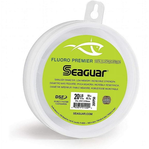 Seaguar Fluoro Premier 100% Fluorocarbon Fishing Line(DSF), 30lbs, 50yds Break Strength/Length - 30FP50