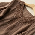 thumbnail image 7 of iHengLiXing Clearance Plus Size Spring Tops for Women 2025 Dressy Casual Solid Color Casual Loose Fashion T-Shirt Short Sleeve V-Neck Embroidery Tops Cotton And Linen Blouse Brown XXXL, 7 of 7