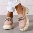 thumbnail image 5 of SACFOF Womens Slip On Penny Loafers Platform Chunky Loafer Lug Sole Suede Work Business Casual Dress Uniform Oxfords with Metal Chain, 5 of 6