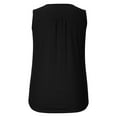 thumbnail image 5 of Summer Casual Loose Tank Tops for Women O Neck Buttons Pleated Solid Loungewear Flowy Tees Black,S, 5 of 6