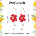 thumbnail image 7 of 5 Pairs 5 Colors Acrylic Flower Dangle Hoop Earrings with Rhinestone Tassel Light Gold Alloy Long Drop Earrings for Woman Mixed Color 72x27mm 1 Pair/color, 7 of 7