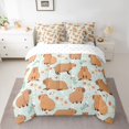 thumbnail image 2 of Homewish Cartoon Capybara 7-Piece Twin Bedding Sets for Preppy Children Kids,Kawaii Animal Bedding Comforter Set,Chic Floral Flowers Breathable Sheet Sets,Microfiber Bedroom Decor,Reversible, 2 of 8