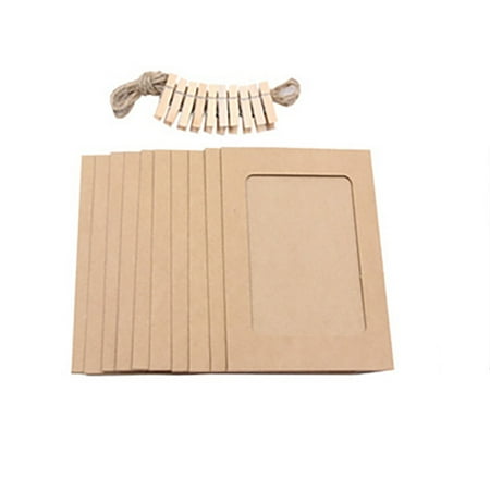 

Clearance！ Hangs 10Pcs 5Inch Paper Photo Flim DIY Wall Picture Hanging Frame Album+Rope+Clips Set
