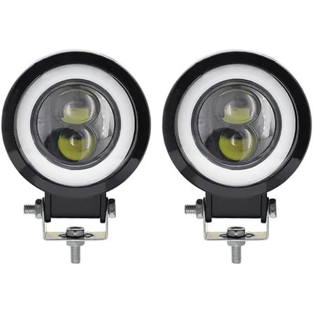 2pcs 3-Inch 20W Led Work Light Motorcycle Fog Lamp Spotlight 6000k Waterproof Inspection Light Modified Parts, black black black