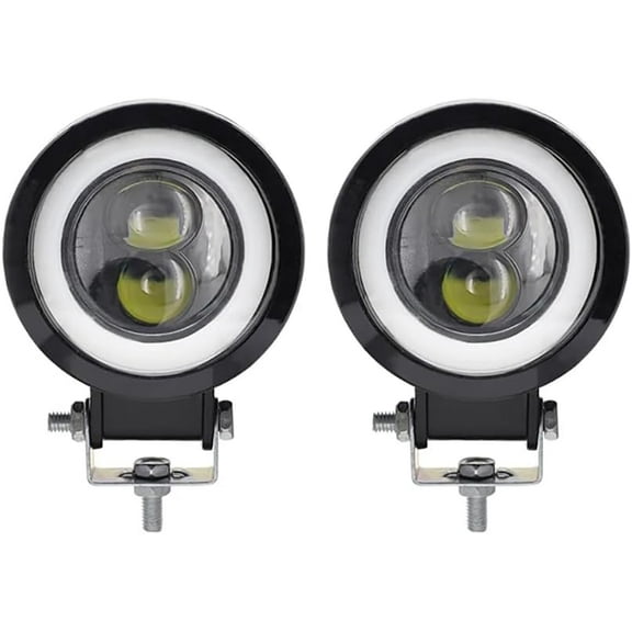 2pcs 3-Inch 20W Led Work Light Motorcycle Fog Lamp Spotlight 6000k Waterproof Inspection Light Modified Parts, black black black