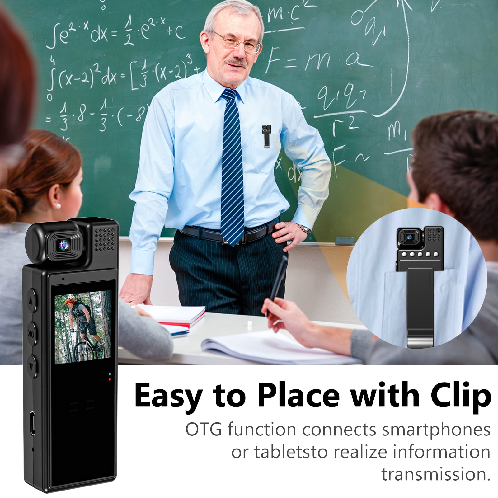 Mini Body Camera with Video Recording, Portable Body Worm Cam with Motion Detection Portable Video Recorder for Office, Travel, Cycling, Hiking