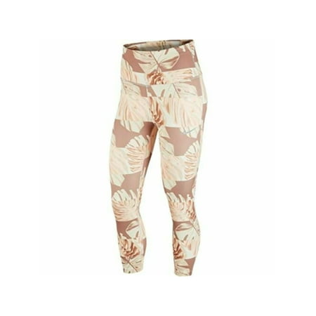 NIKE Womens Brown Moisture Wicking Pocketed Fitted Cropped Drawstring Printed Active Wear High Waist Leggings XS