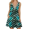 thumbnail image 2 of Viikei Women's Floral Print Tiered Short Sleeve Dress,Women's Printed Lace Sleeveless Pocket V-Neck Dress Mint Green XXXL, 2 of 5