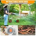thumbnail image 6 of Retractable Garden Hose Reel, 1/2 In x 130 Ft With 9 Function Sprayer Nozzle, Any Length Lock, Automatic Rewind and Slow Return System, Wall Mounted and 180 Deg Swivel Bracket, 6 of 9