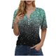 thumbnail image 1 of Blusas de Manga Corta para las Mujeres Impresas Cuello Redondo Casual Top, Blusa de Algodón de Imitación para el Hogar Y Diario, 1 of 5
